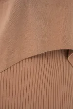 Kadın Kısa Kazaklı Triko Elbise 15958 - Camel