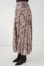 Jupe en mousseline à motifs pour femme 8057 - Écru