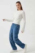 Kadın Dokulu Örme Bluz 980 - Beyaz