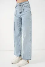 Kadın Yüksek Bel Kot Pantolon 30082 - Mavi