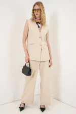 Women's Vest and Trousers Two-Piece Set 30086 - Beige