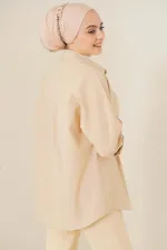 Chemise hijab basique oversize 103901 - Crème
