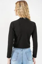Women's Floral Knitted Blouse 978 - Black