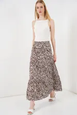 1898 Desenli Uzun Etek - Sütlü Kahve