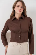 Chemise en popeline coupe ajustée 20231 - Marron