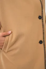 Kadın Nakışlı Kaşe Ceket 9167 - Hardal Kadın Nakışlı Kaşe Ceket 9167 - Hardal