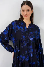 Robe longue hijab à motifs pour femme 2585 - Noir 9