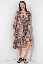 Robe en mousseline à motifs 2137 - Beige clair