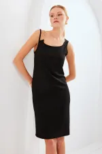 Robe tricotée à détails chaîne 2496 - Noire