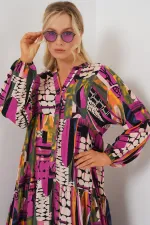 Robe hijab à motifs authentiques 2423 - H. Kaki