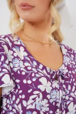 2352 V-Neck Short Dress - Purple