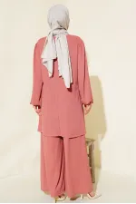 Ensemble tunique et pantalon rose poudré pour femme 6663