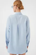Chemise oversize en lin bleu 20126