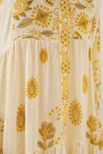 Robe hijab à motifs authentiques 2423 - Jaune