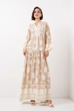 Robe hijab à motifs authentiques 2423 - Vison