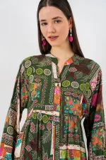 Robe longue hijab à motifs pour femme 2585 - Vert foncé
