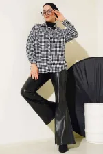 3852 Kazayağı Desen Gömlek - Siyah