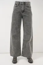 Jean palazzo taille haute à jambes larges pour femme 6656 - Gris