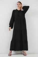 Robe à col lacé T1627 - Noire