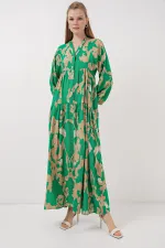 Robe hijab à motifs authentiques 2423 - Vert émeraude