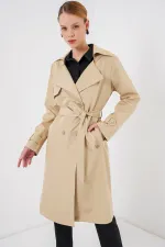 5918 Double-Breasted Trench Coat - Dark Beige 5918 Double-Breasted Trench Coat - Dark Beige