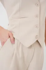 6709 Women's Vest and Trousers Two-Piece Set - Cream