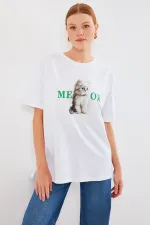 T-shirt oversize imprimé 4319 - Blanc