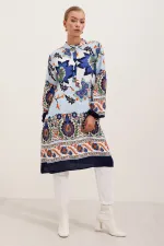 Robe en viscose à motifs 5903 - Bleu marine