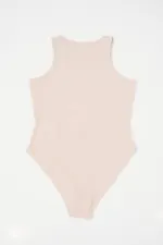 Kadın Halter Yaka Çıtçıtlı Body 972 - Bej