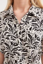 Robe courte en viscose à manches courtes 2213 - Noir