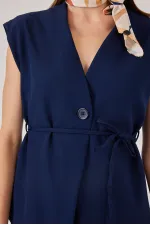 Kadın Yelek Pantolon Kumaş Takım 30050 - Lacivert