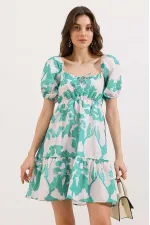 Robe évasée en popeline 2351 - Vert menthe