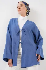 Keten Tesettür Kimono 5968 - İndigo