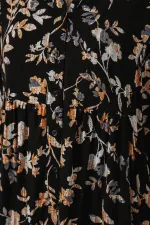 Women's Patterned Long Hijab Dress 2585 - V. Black