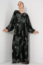 Kadın Balon Kol Uzun Tesettür Elbise 2464 - Y.Yeşil