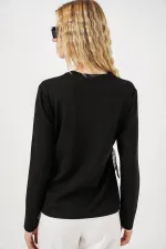 Kadın Fular Detaylu Uzun Kol Bluz 40000 - Siyah