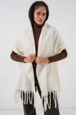Women's Soft Textured Thick Shawl Scarf 15951 - Ecru