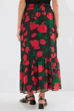 8010 Patterned Chiffon Skirt - F. Black