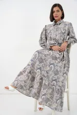 Robe hijab ceinturée pour femme 2589 - Pierre