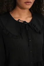 Women's Peter Pan Collar Shirt Blouse 993 - Black