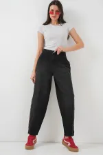 Kadın Baggy Kot Pantolon 6700 - Siyah