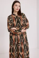 1627 Collar-Tie Hijab Dress - H. Khaki