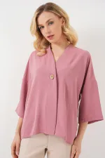 Kadın Kısa Kol Oversize Kimono 5969 - Gül Kurusu