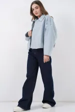 Blouson bomber en jean pour femme 0737 - Bleu