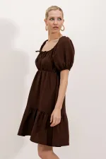 2351 Flared Poplin Dress - Dark Brown
