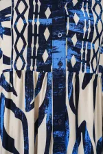 Kadın Desenli Uzun Tesettür Elbise 2585 - T. Lacivert