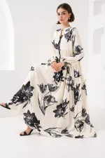 Robe hijab à motifs authentiques 2423 - Crème foncée
