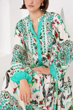 Robe hijab à motifs authentiques 2423 - Verte