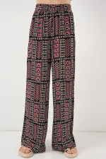 Kadın Desenli Viskon Pantolon 6749 - Siyah
