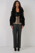 Manteau en fourrure pelucheuse 5209 - Noir